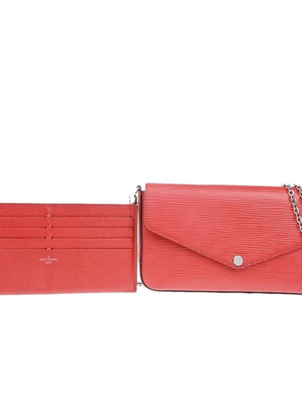 LOUIS VUITTON Pochette Felicie Chain Shoulder Bag Epi Leather Red